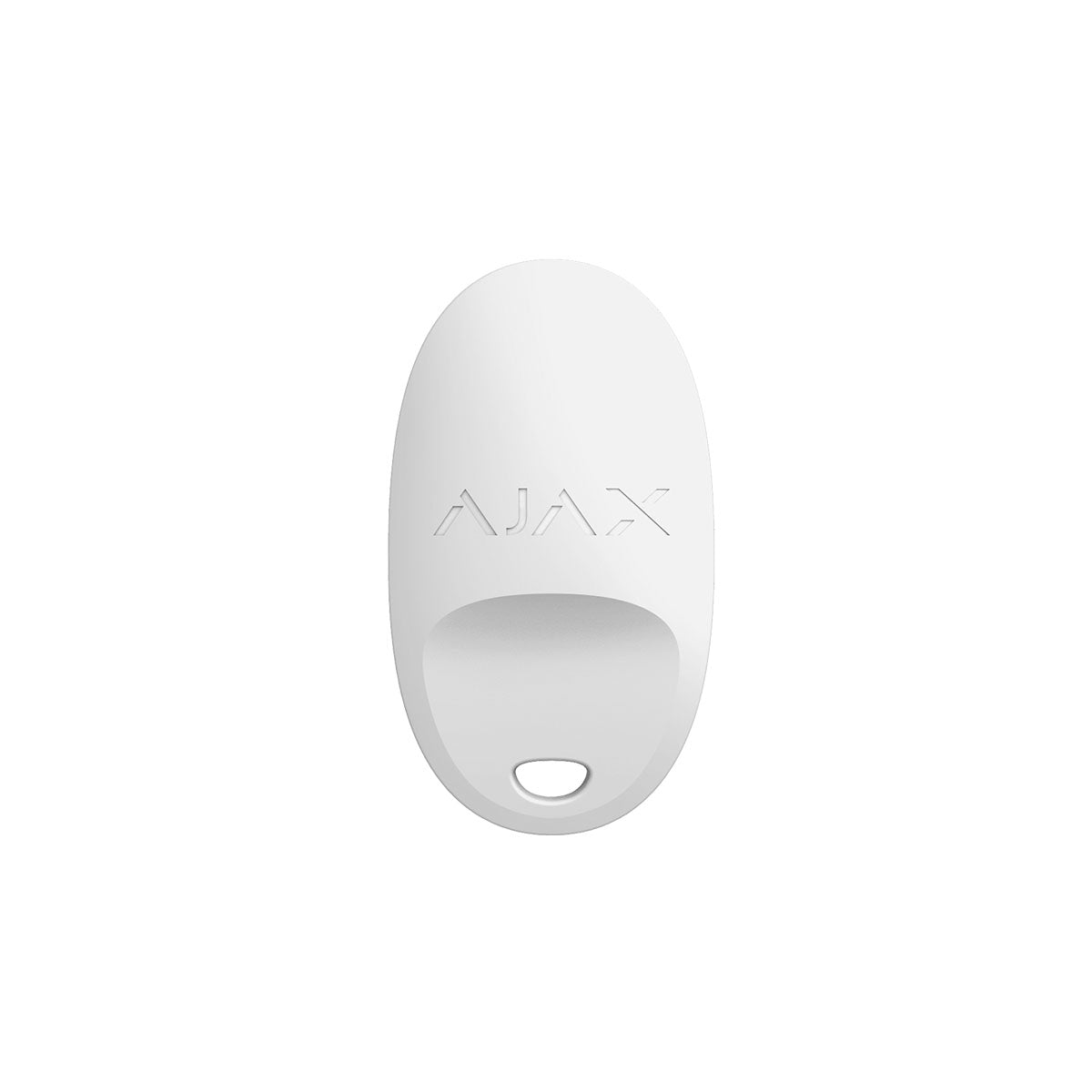Ajax SpaceControl remote back view in white , compact design for easy use with wireless security systems.