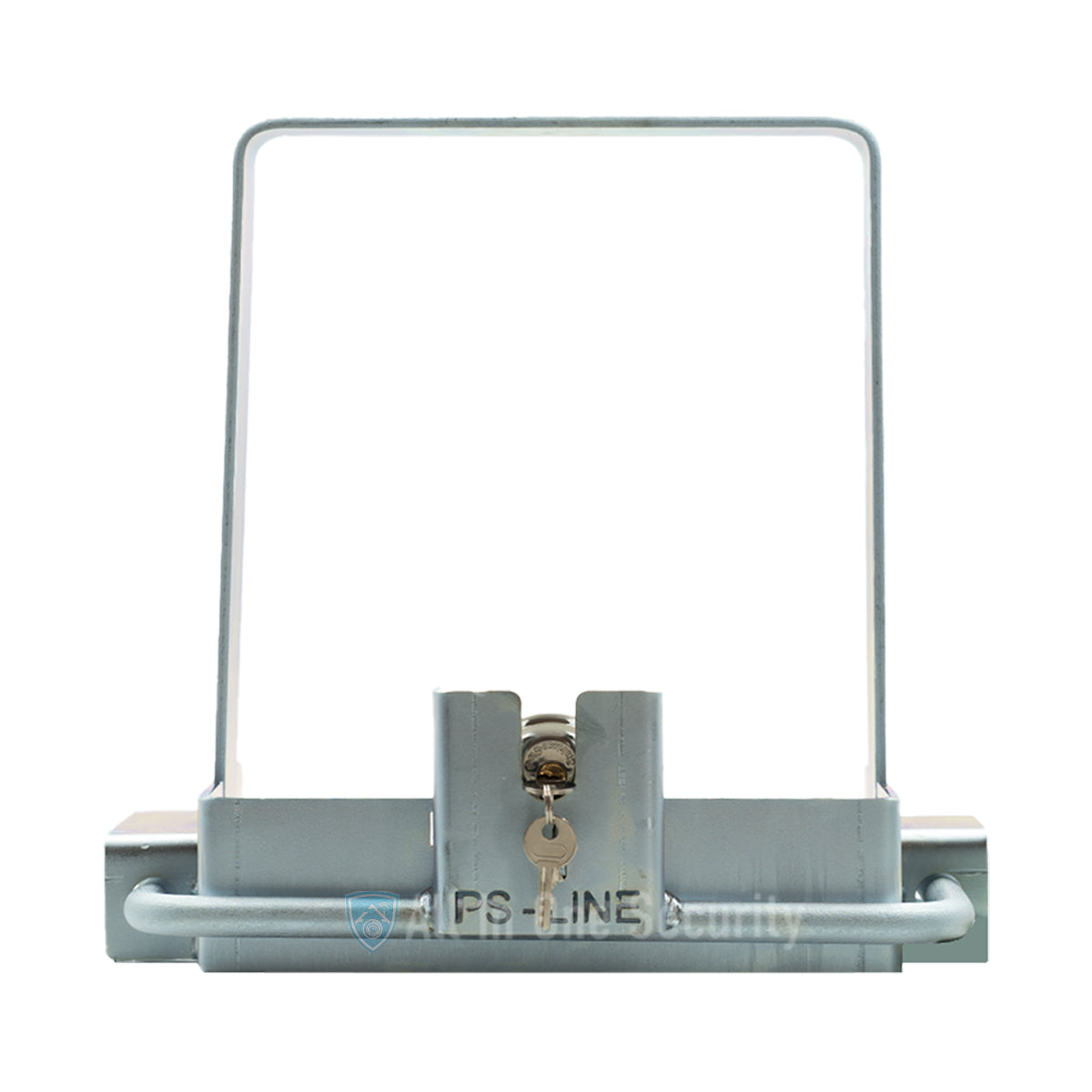 Centurion D5 Evo Old Model anti-theft bracket with discus padlock front view.