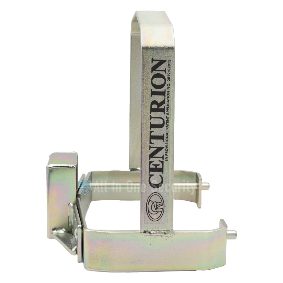 Centurion D5 Smart anti-theft bracket side view showing durable steel design for gate motor protection and security.