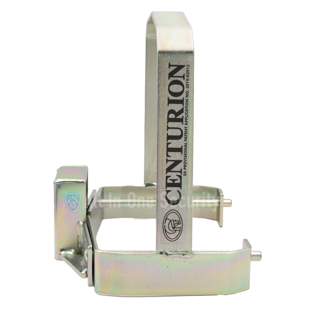 Centurion D3 Smart anti-theft bracket side view showing durable steel construction for gate motor protection.