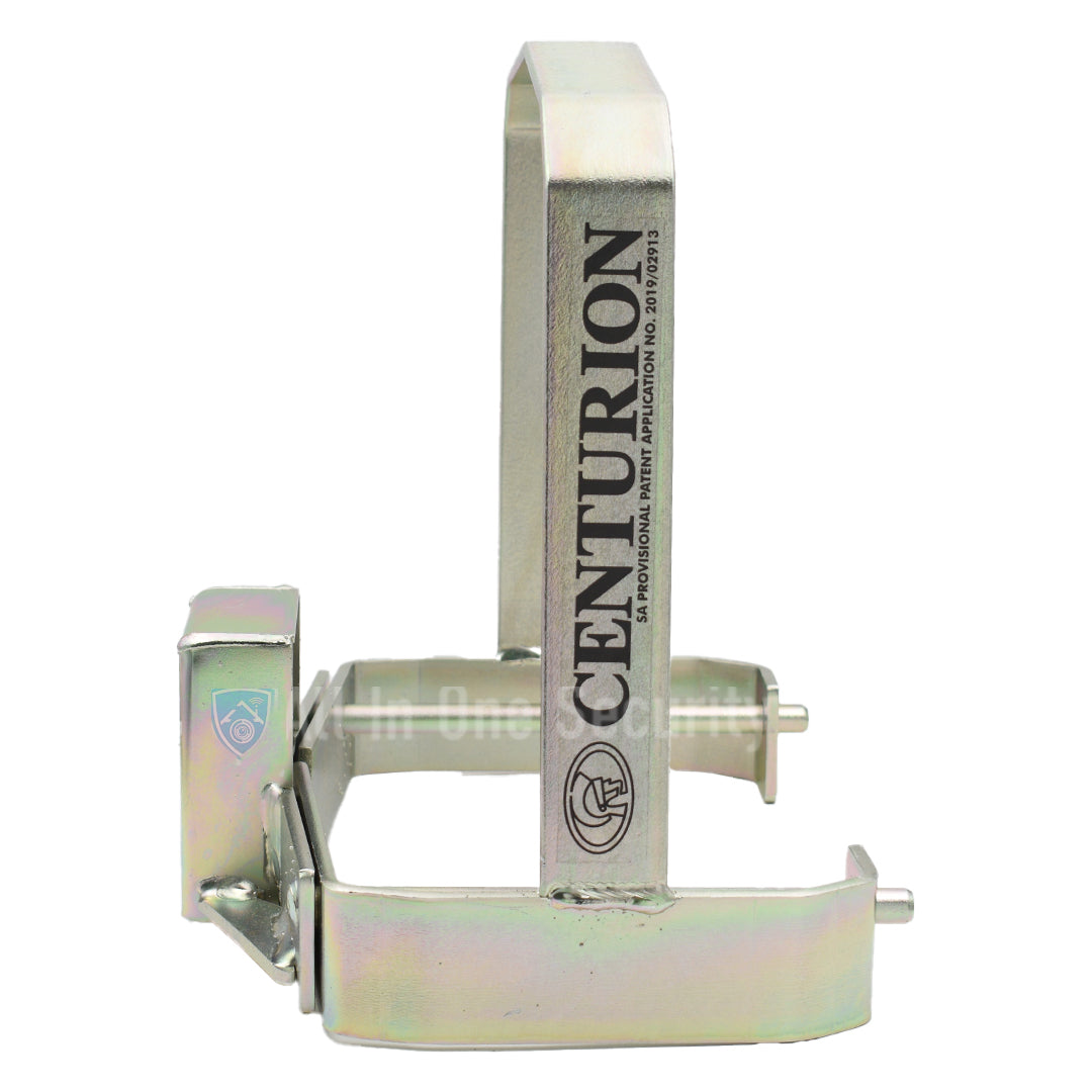 Centurion D5 Smart anti-theft bracket side view showing durable steel design for secure gate motor protection.