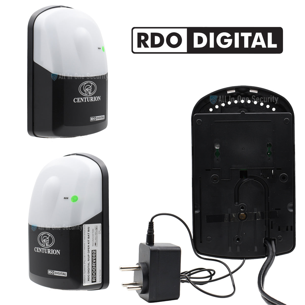 Centurion RDO Digital controller back and side views with power adapter.