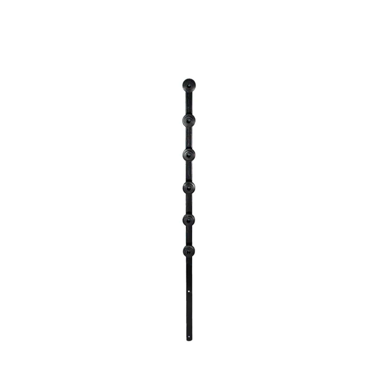 Black Nemtek 6-line flat bar electric fence bracket for most wall types including double brick walls.