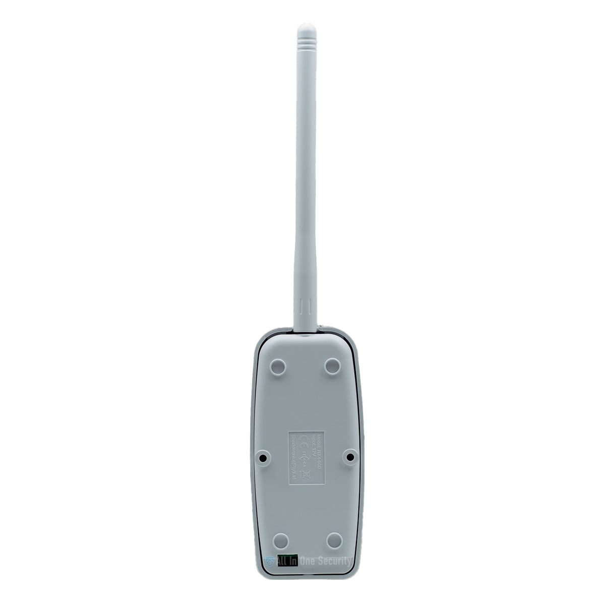 Back view with antenna for secure long-range wireless connectivity.