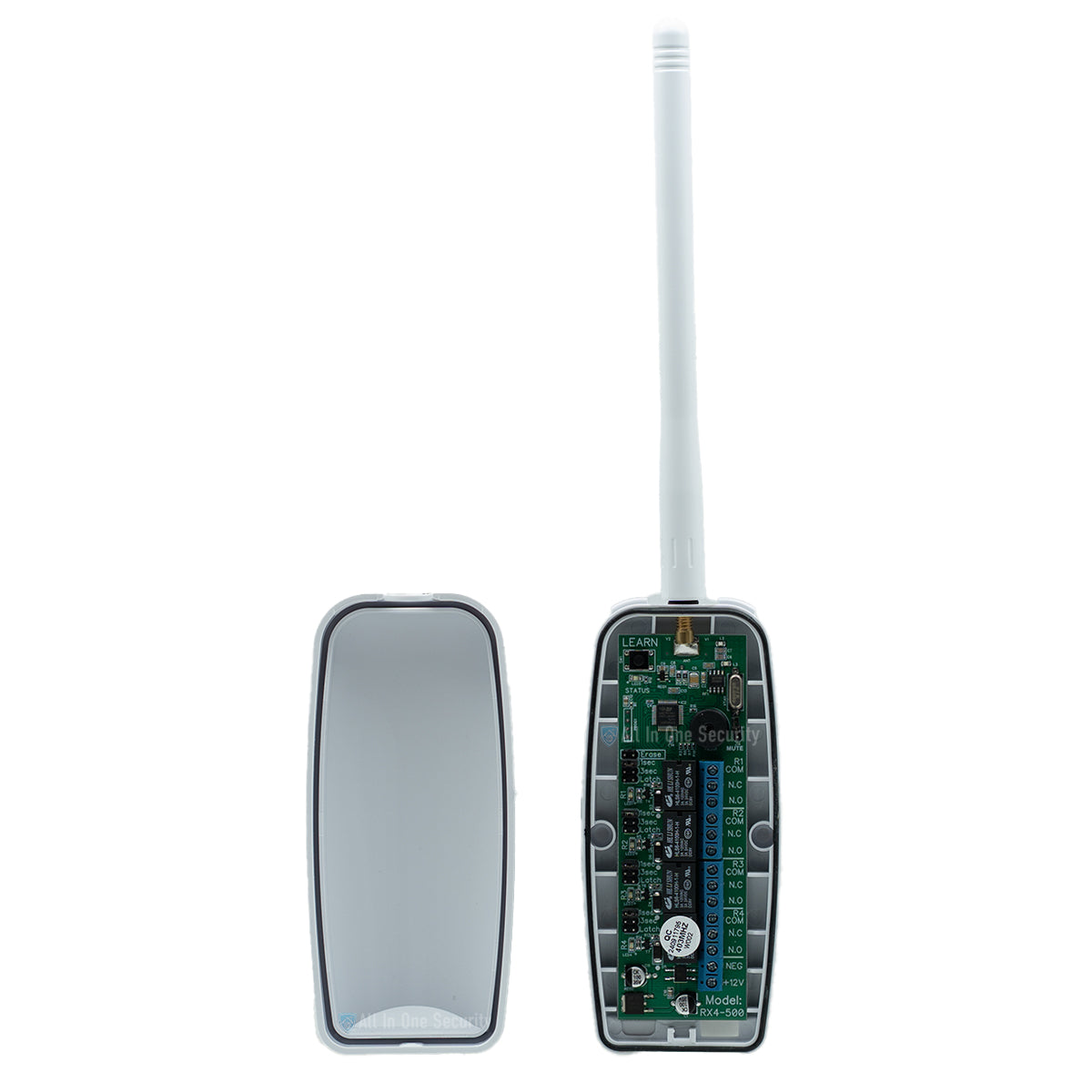 Sherlotronics 4 channel 500m range receiver 403MHz front view compact wireless security system with antenna