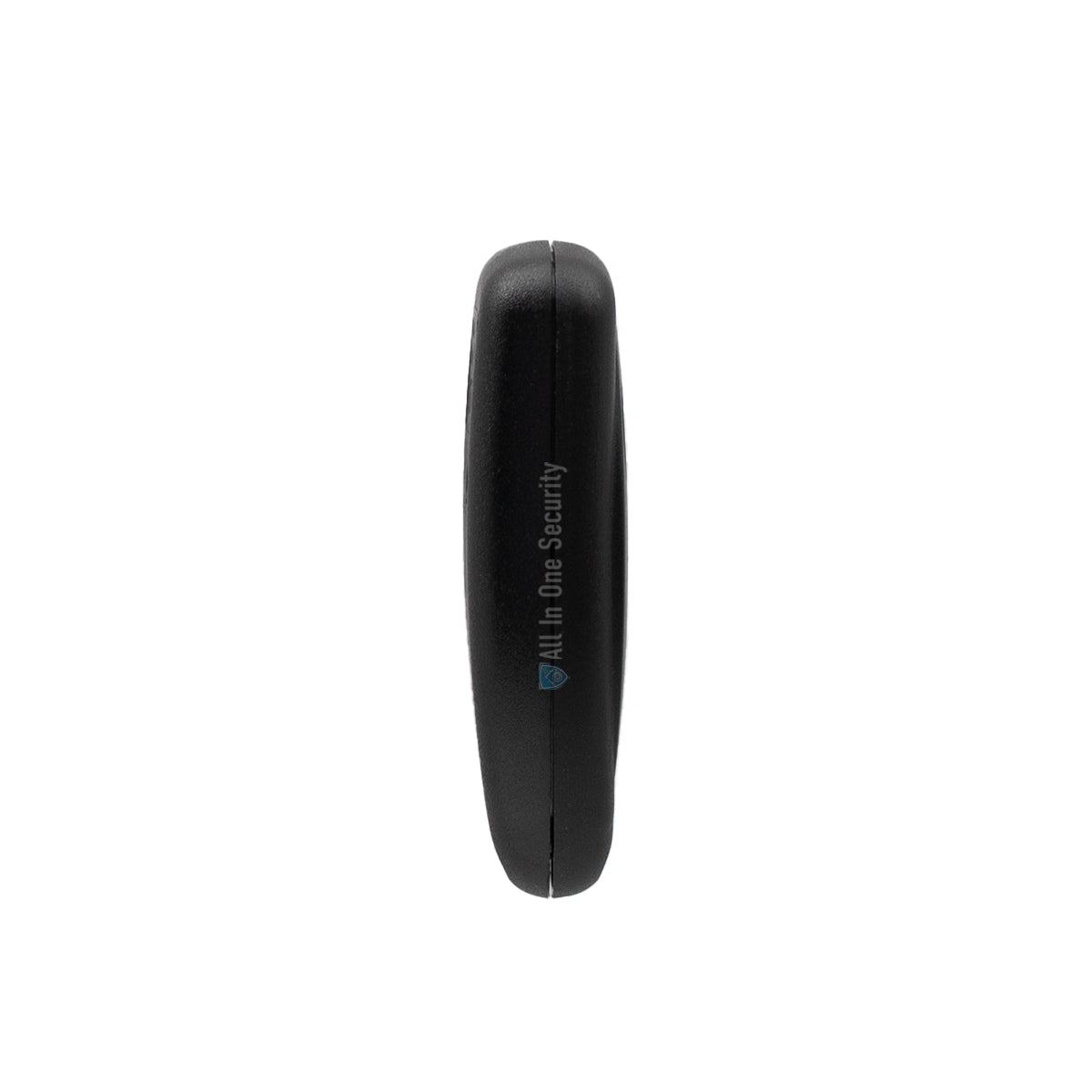 Sherlotronics 6-button remote transmitter (403 MHz) side view showcasing slim black profile.
