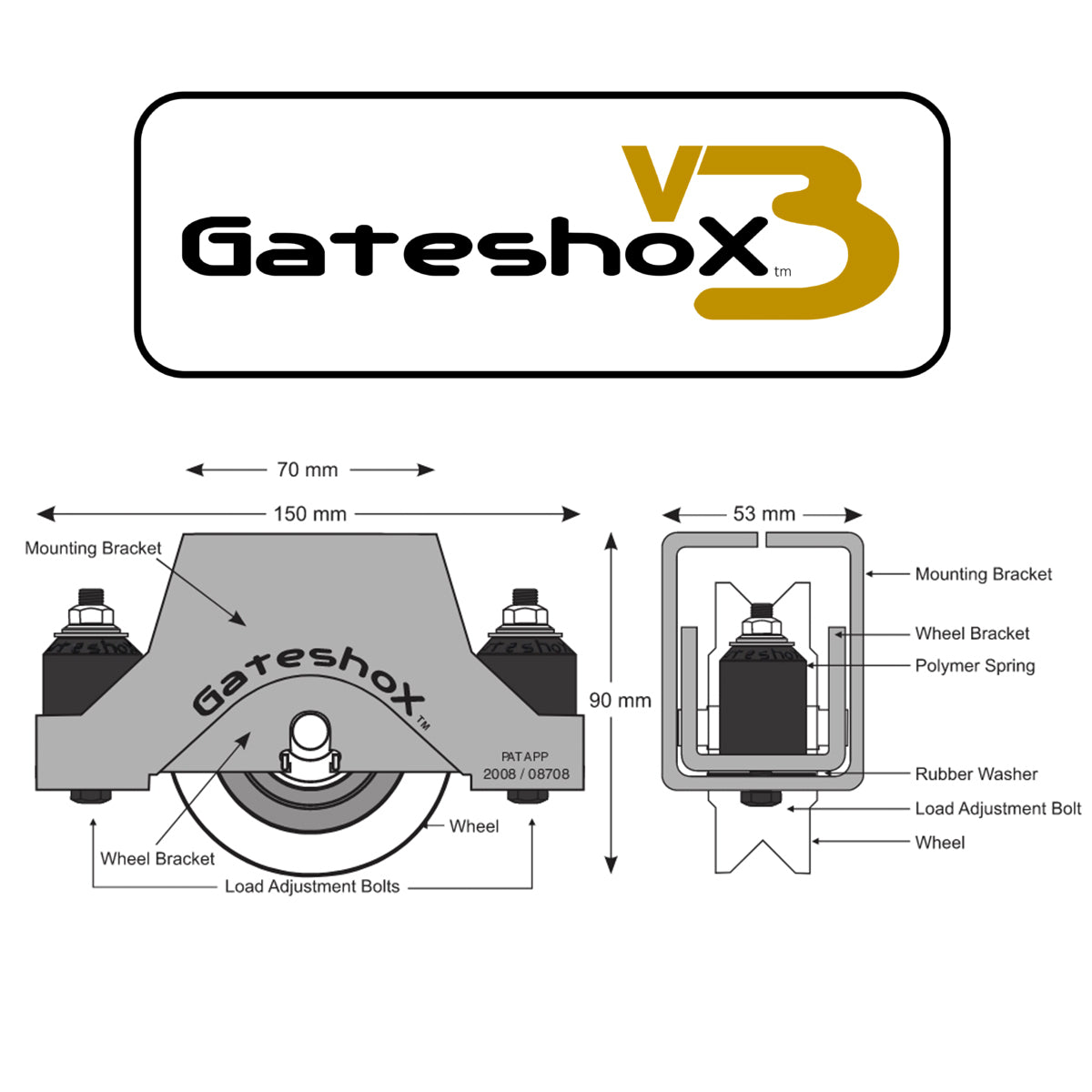 GateshoX 80mm Sliding Gate Wheel Set