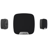 Ajax Compact Wireless Indoor HomeSiren black shown in multiple angle views, modern security alarm device for indoor protection.