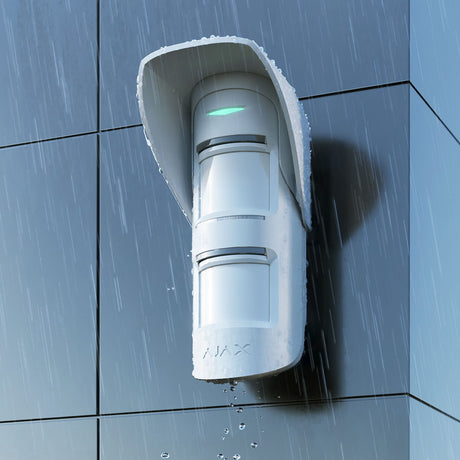 Lifestyle image of the device installed for rain protection
