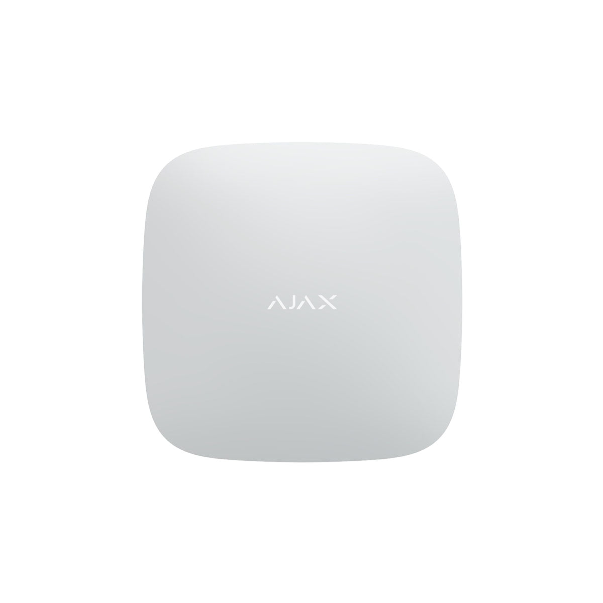 Ajax Hub 2 4G in white front view, advanced smart security control panel for managing wireless alarm system devices.