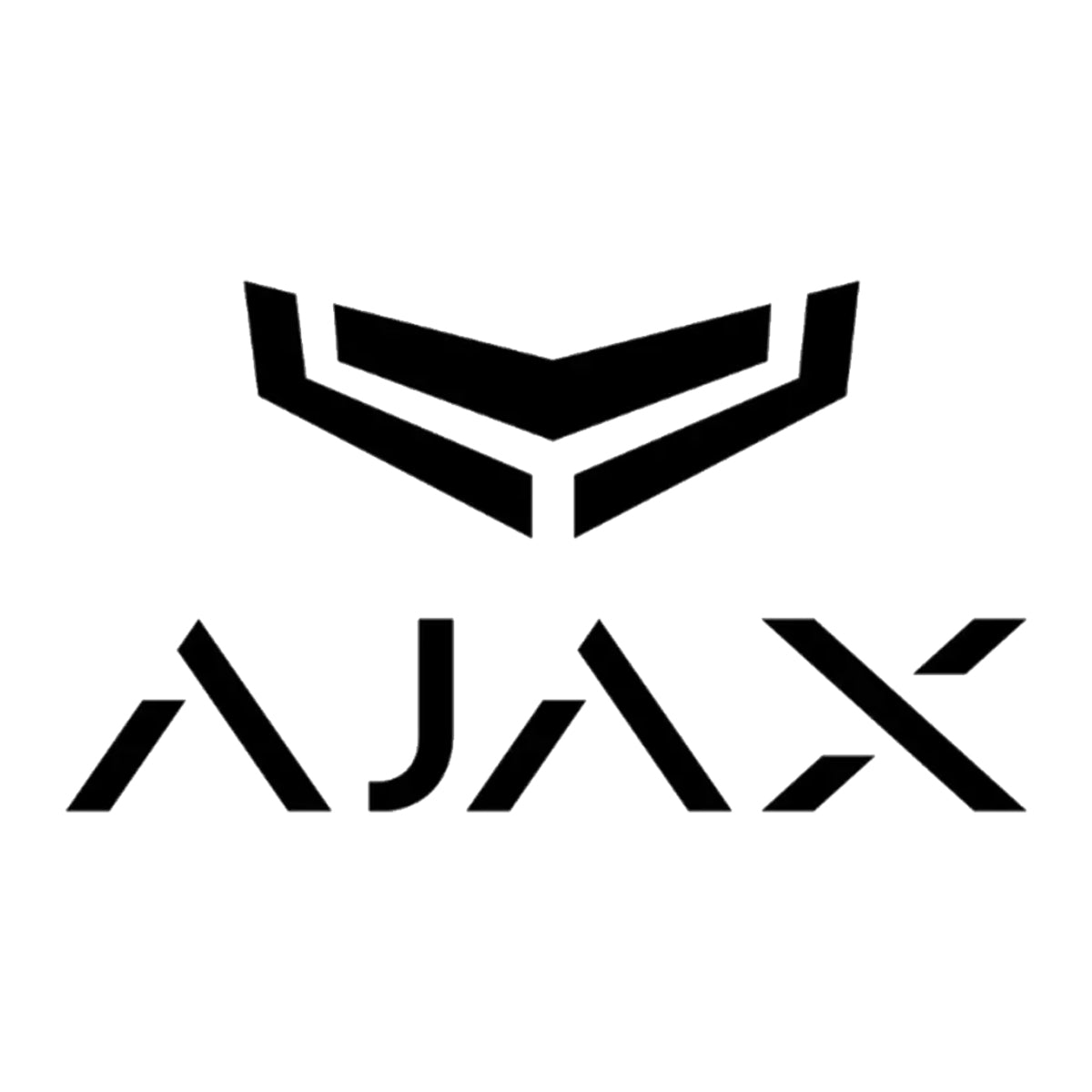 AJAX logo in bold black design, representing smart home security, automation, and alarm system brand identity.