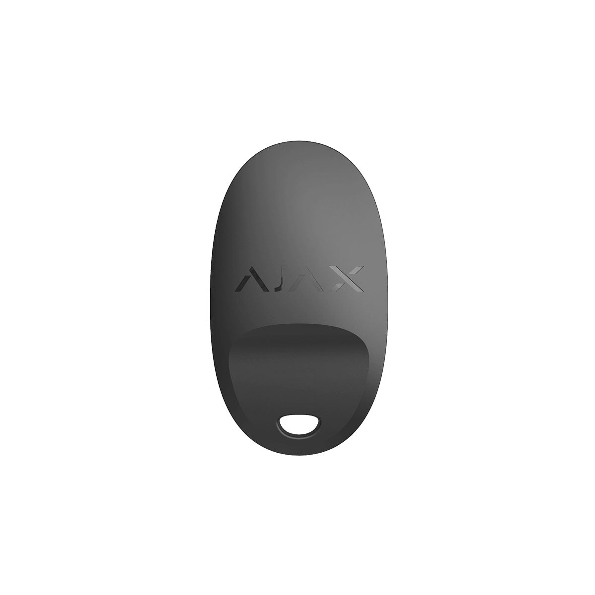 Ajax SpaceControl black remote back view, compact 4-button wireless key fob for arming, disarming, and alarm control.