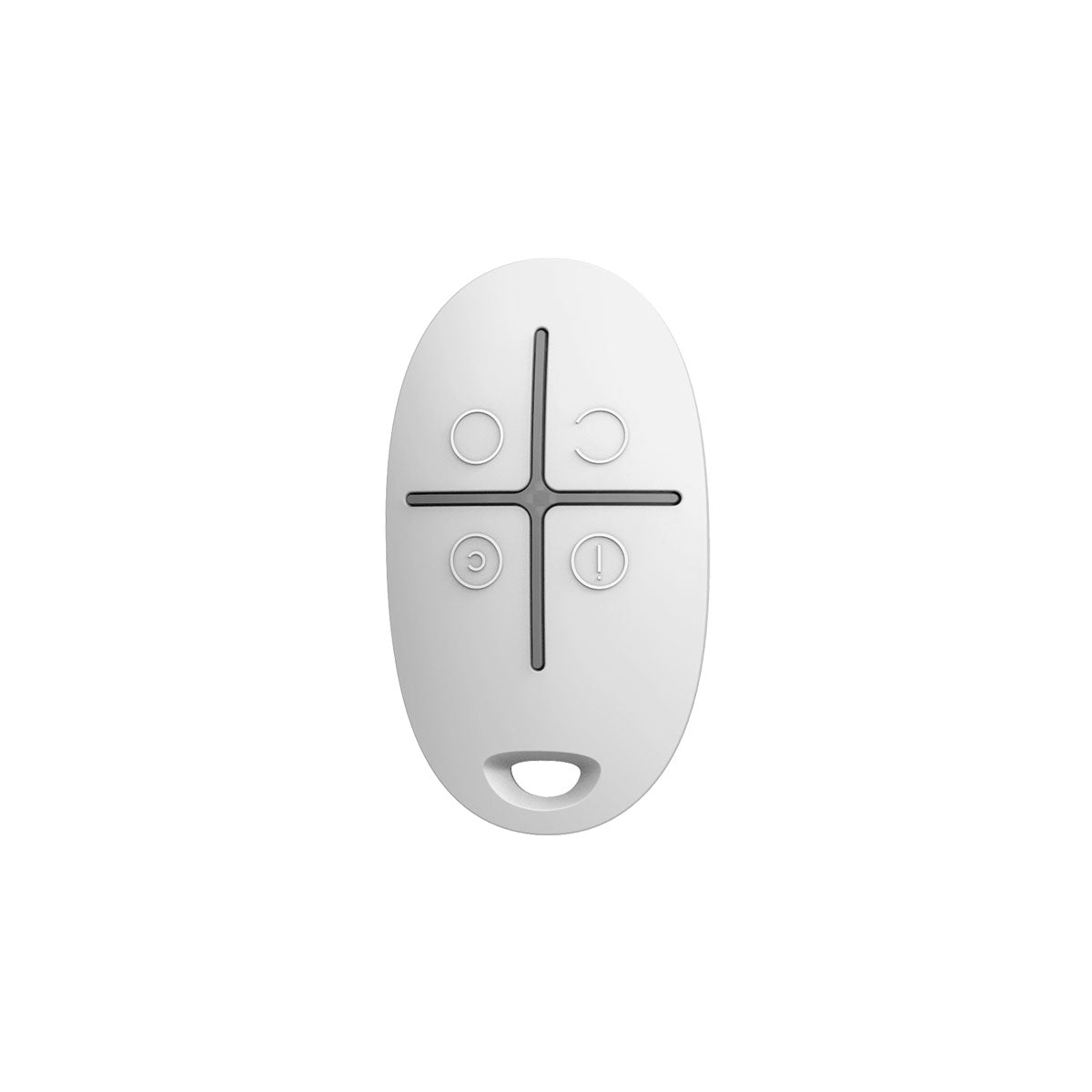 Ajax SpaceControl white 4-button remote for arming, disarming, and controlling wireless security system with ease and reliability.