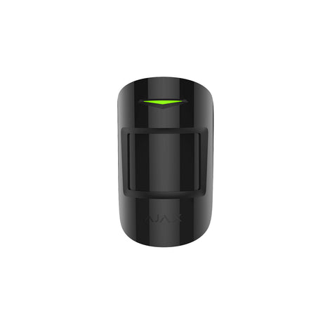 Ajax CombiProtect wireless indoor motion and glass break sensor in black, front view, smart home security device