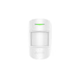 Ajax wireless indoor motion and glass break sensor in white, front view, designed for smart home security and intrusion detection.