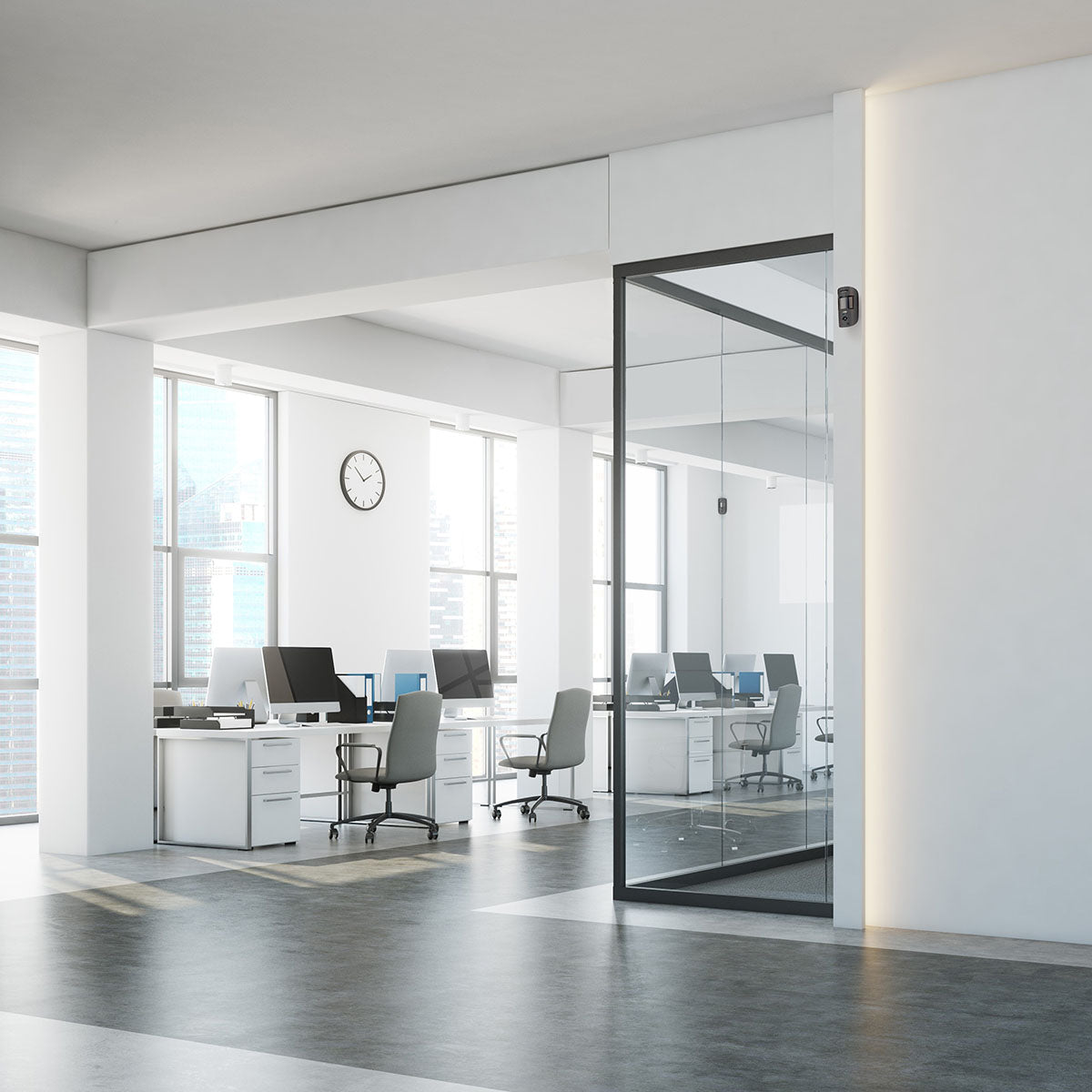 Ajax Wireless Indoor MotionCam Black mounted on the wall for security.