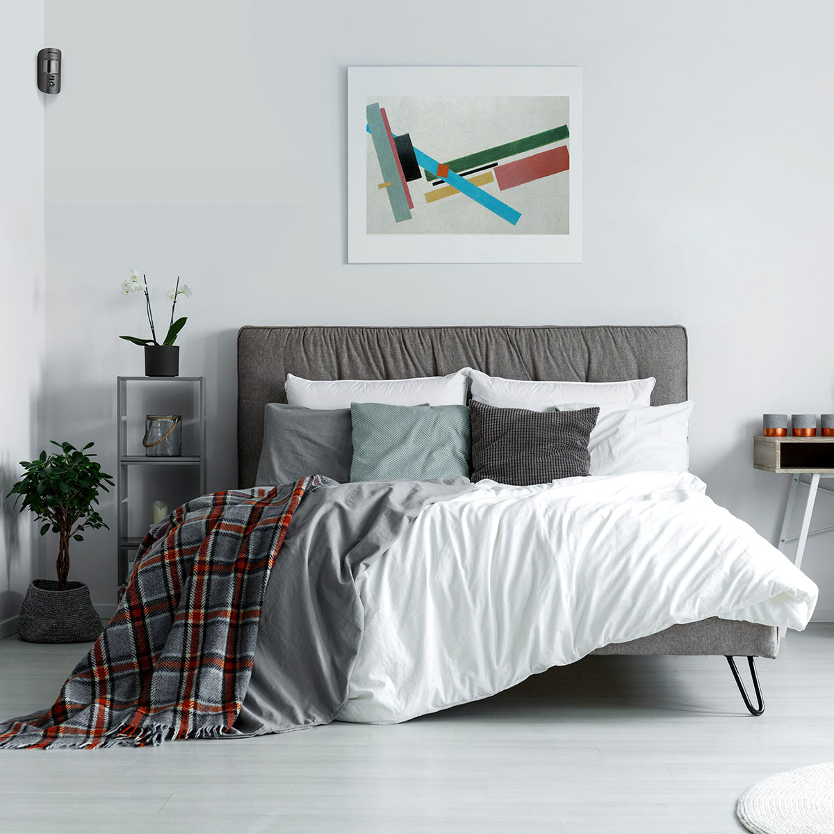 Lifestyle Image of device mounted on the wall for smart home security.