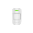 Ajax wireless indoor MotionProtect sensor in white, front view with LED indicator, reliable security motion detector for homes.