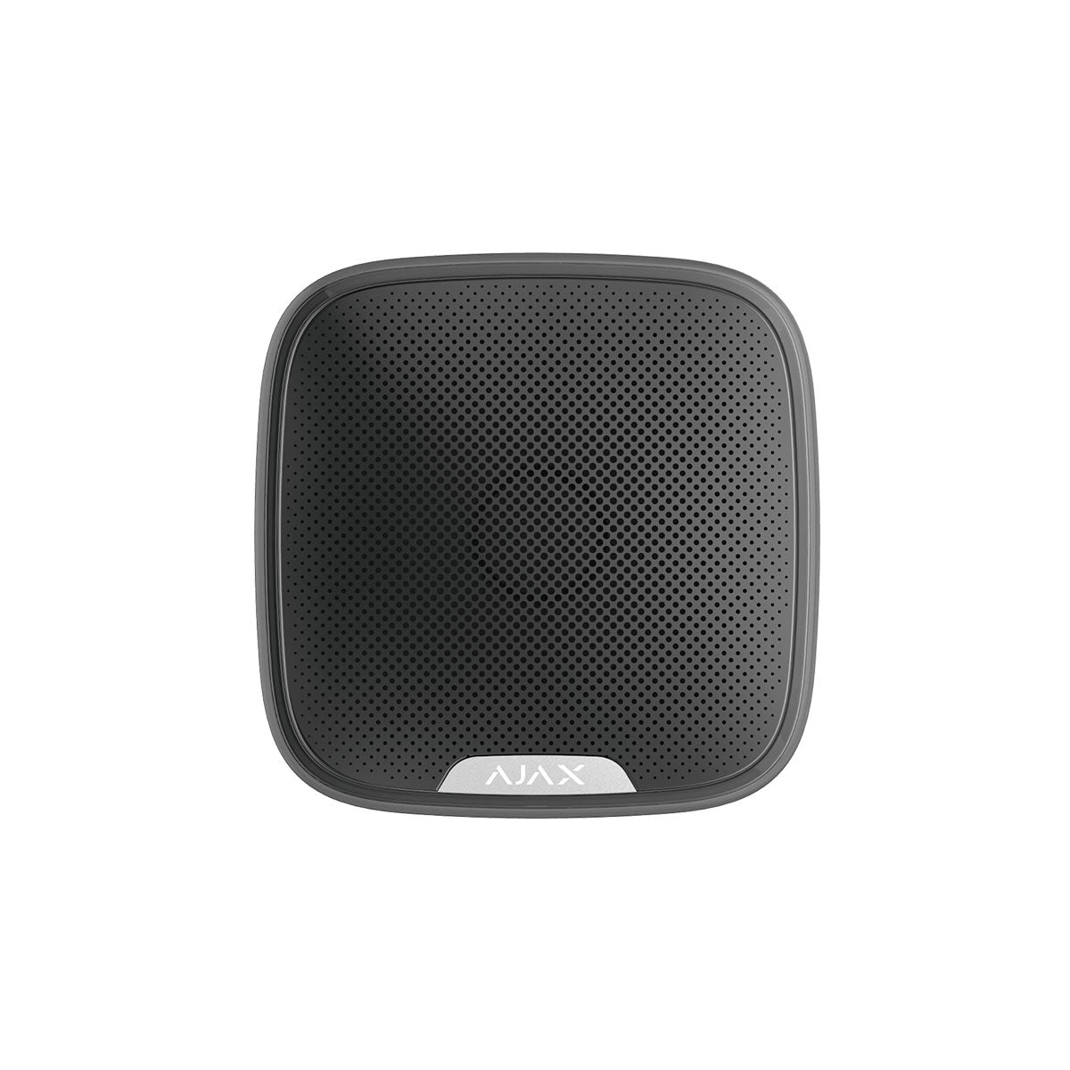 Ajax Wireless Outdoor StreetSiren black front view with 113dB loud alarm for advanced perimeter security and intruder deterrence.