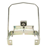 Back view showing steel frame and lock mechanism for gate motor security.