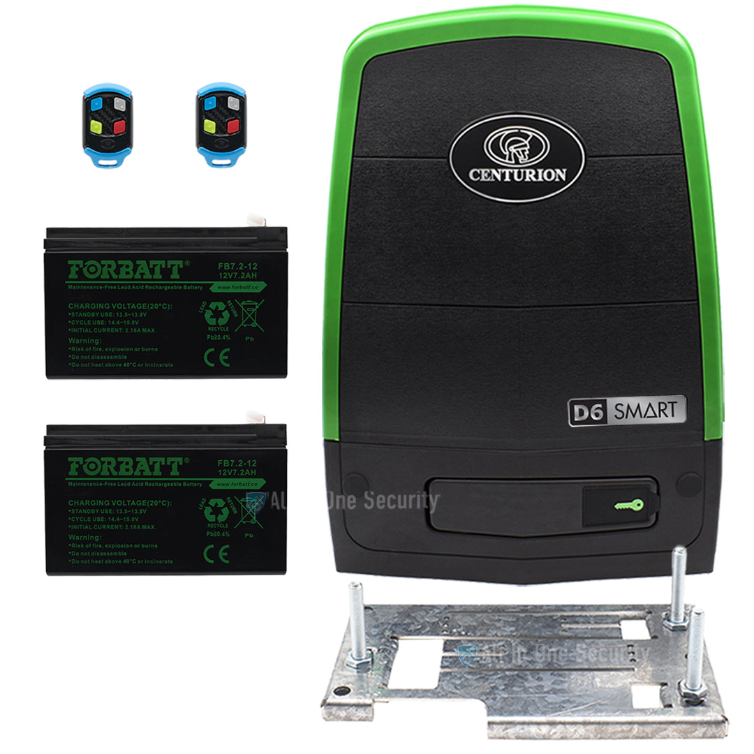 Centurion D6 Smart Sliding Gate Motor with two 4-button remotes,  batteries and baseplate – All In One Security)