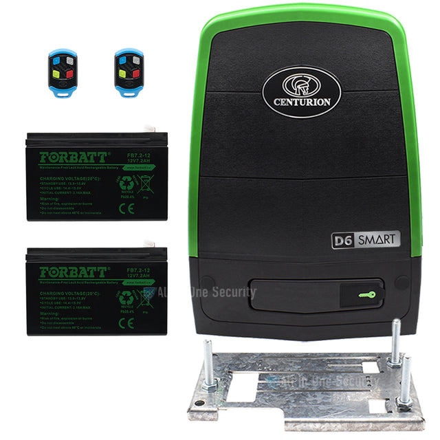 Centurion D6 Smart Sliding Gate Motor with two 4-button remotes,  batteries and baseplate – All In One Security)