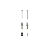 Mounting kit with screws and wall plugs for secure installation.