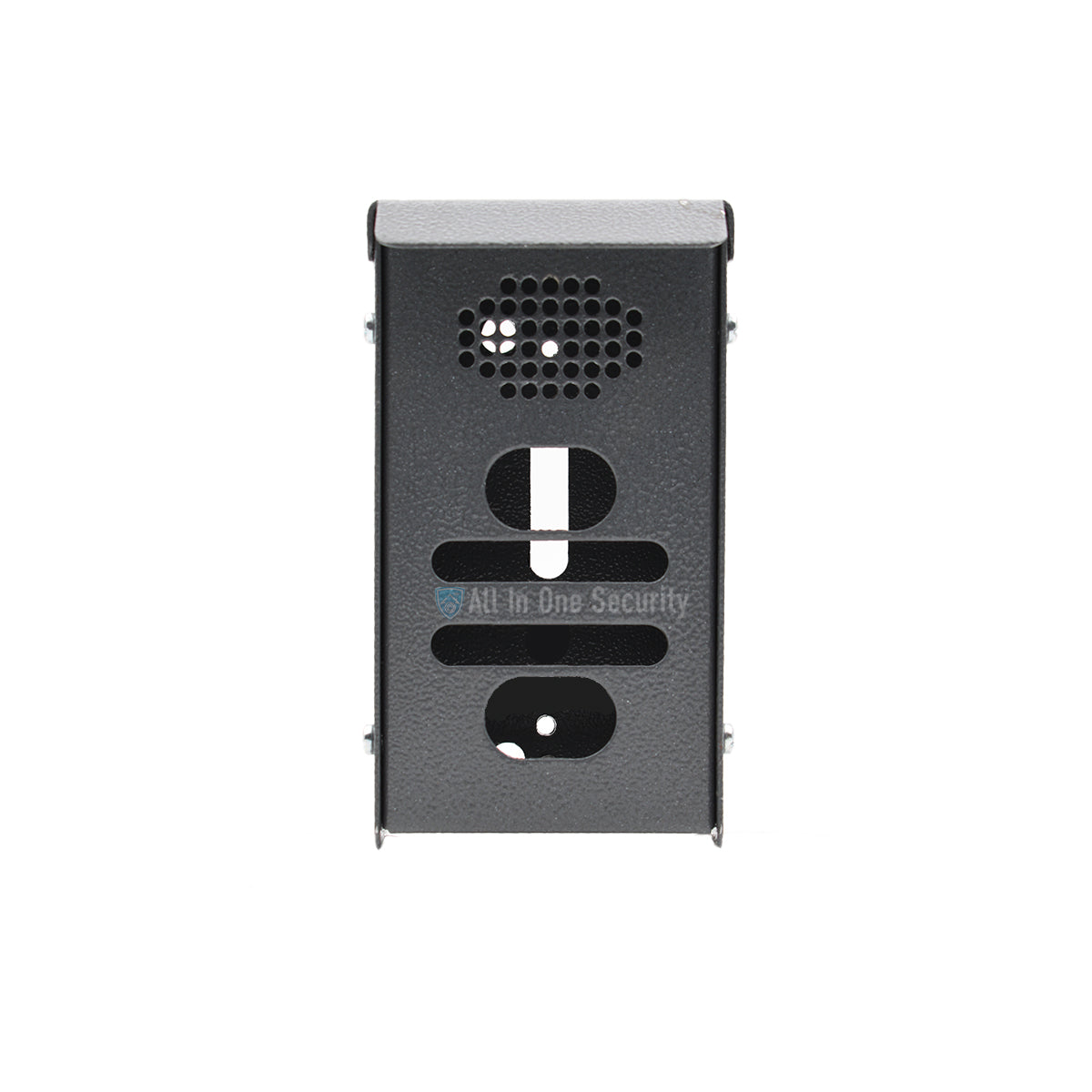 Centurion G-Speak Ultra Gate Station rainshield front view with 2-button housing and speaker grill for intercom systems.