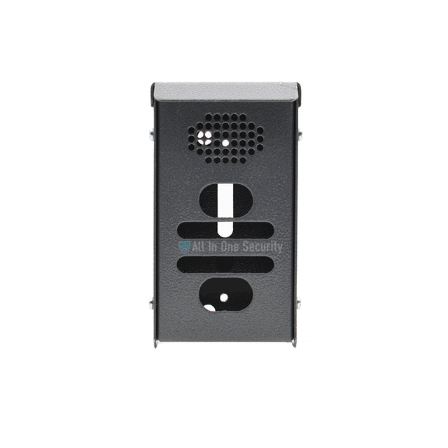 Centurion G-Speak Ultra Gate Station rainshield front view with 2-button housing and speaker grill for intercom systems.