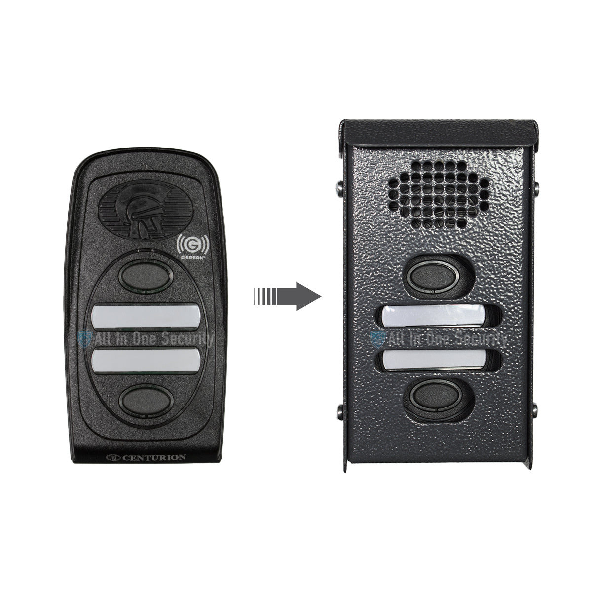 Centurion G-Speak Ultra 2 Button Gate Station Rainshield Illustration Image of Unit Inside Rainshield