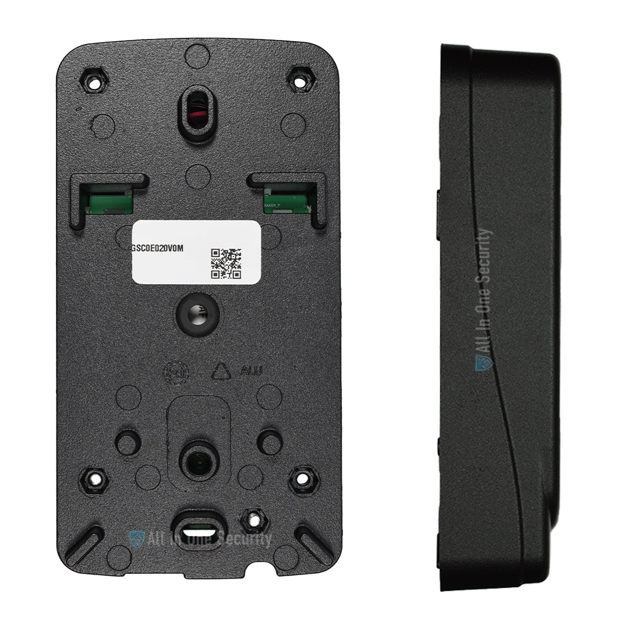 Back and side view of Centurion G-Speak Ultra 2-button metal gate station.