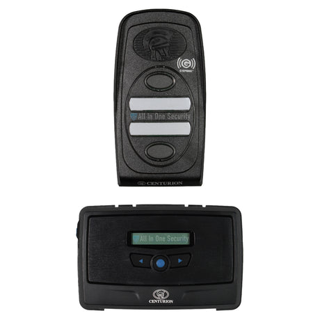 Front view of Centurion 2 Button G-Speak Gate Station and G-Speak Ultra device with blue button. 