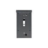 Back view, durable textured metal protective cover with mounting holes.