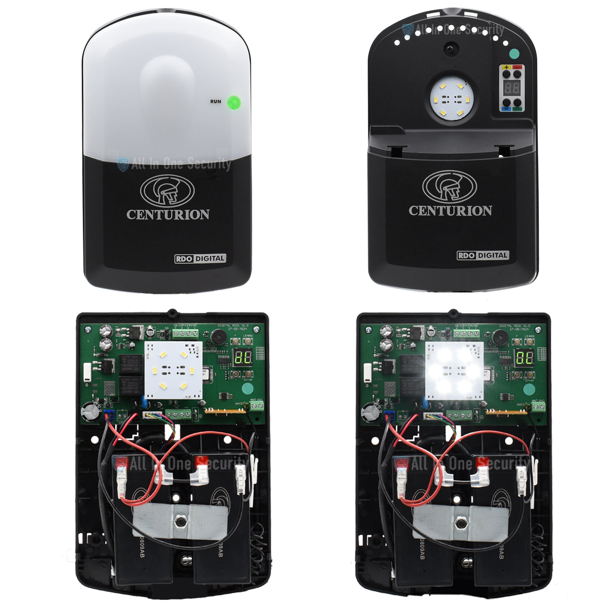 Inside view and showing LED light and battery backup.