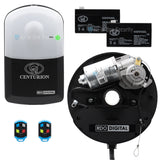 Centurion RDO Digital kit with controller, motor unit, rechargeable batteries, and remotes.