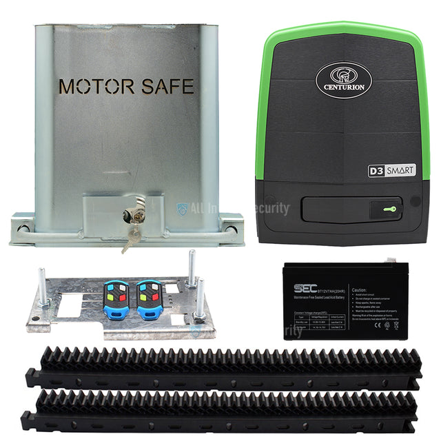 Centurion D3 SMART motor with remotes, battery, raz rack and enclosed anti-theft bracket - All in One Security