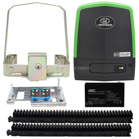 Centurion D3 SMART gate motor with 2 remotes, battery, raz rack and anti-theft bracket – All in One Security)
