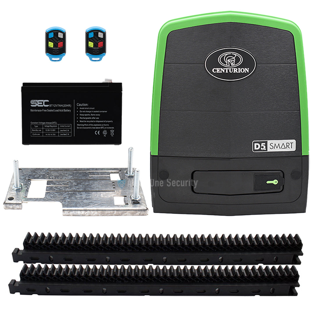 Centurion D5 Evo Smart Gate Motor with remotes, ProSec 7Ah battery and Raz Rack – All In One Security