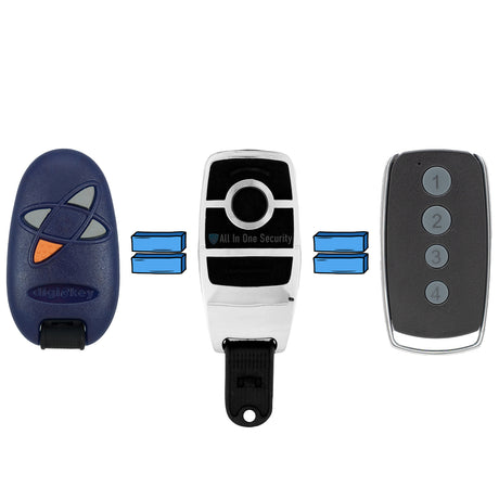 Compatibility view showing Digidoor 4-button e-key remote as replacement for older Digikey and chrome remotes.