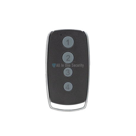 Front view of Digidoor 4-button e-key remote control featuring numbered rubber buttons.