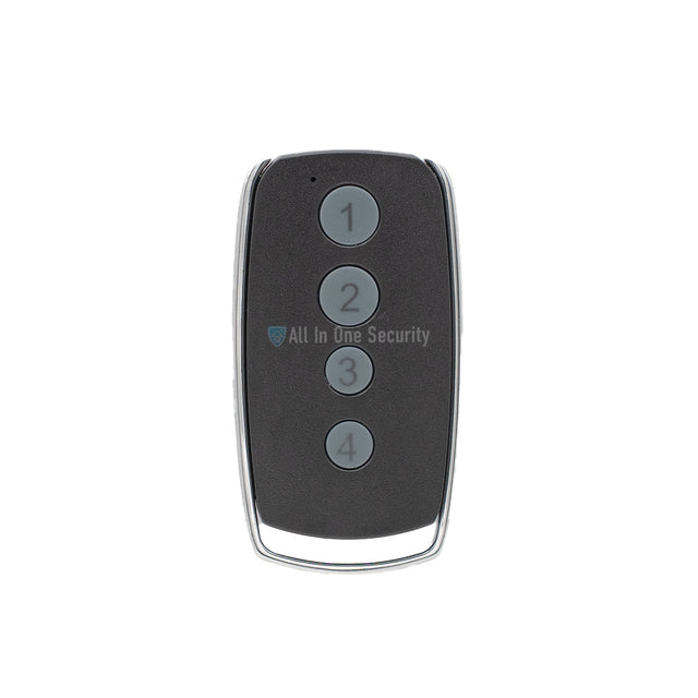 Front view of Digidoor 4-button e-key remote control featuring numbered rubber buttons.