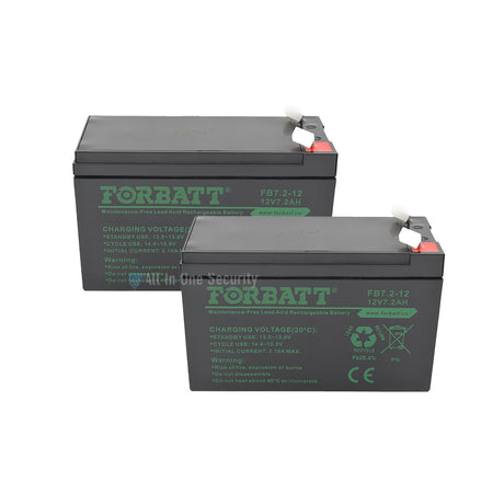 Two 12V 7.2Ah Forbatt batteries