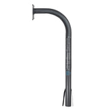 Powder-coated dark grey gooseneck intercom pole with mounting flange.