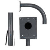 Powder-coated dark grey metal gooseneck intercom bracket with mounting plate and angled support arm.