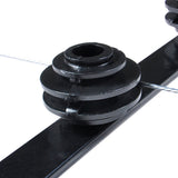 What the pre-fitted insulator of a flat bar electric fence bracket looks like.