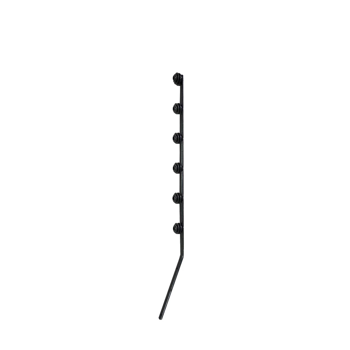 Black Nemtek 6-line angled flat bar electric fence bracket for most wall types including double brick walls.