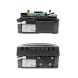 Bottom view of Nemtek Druid LCD 13 electric fence energizer showing wiring ports.