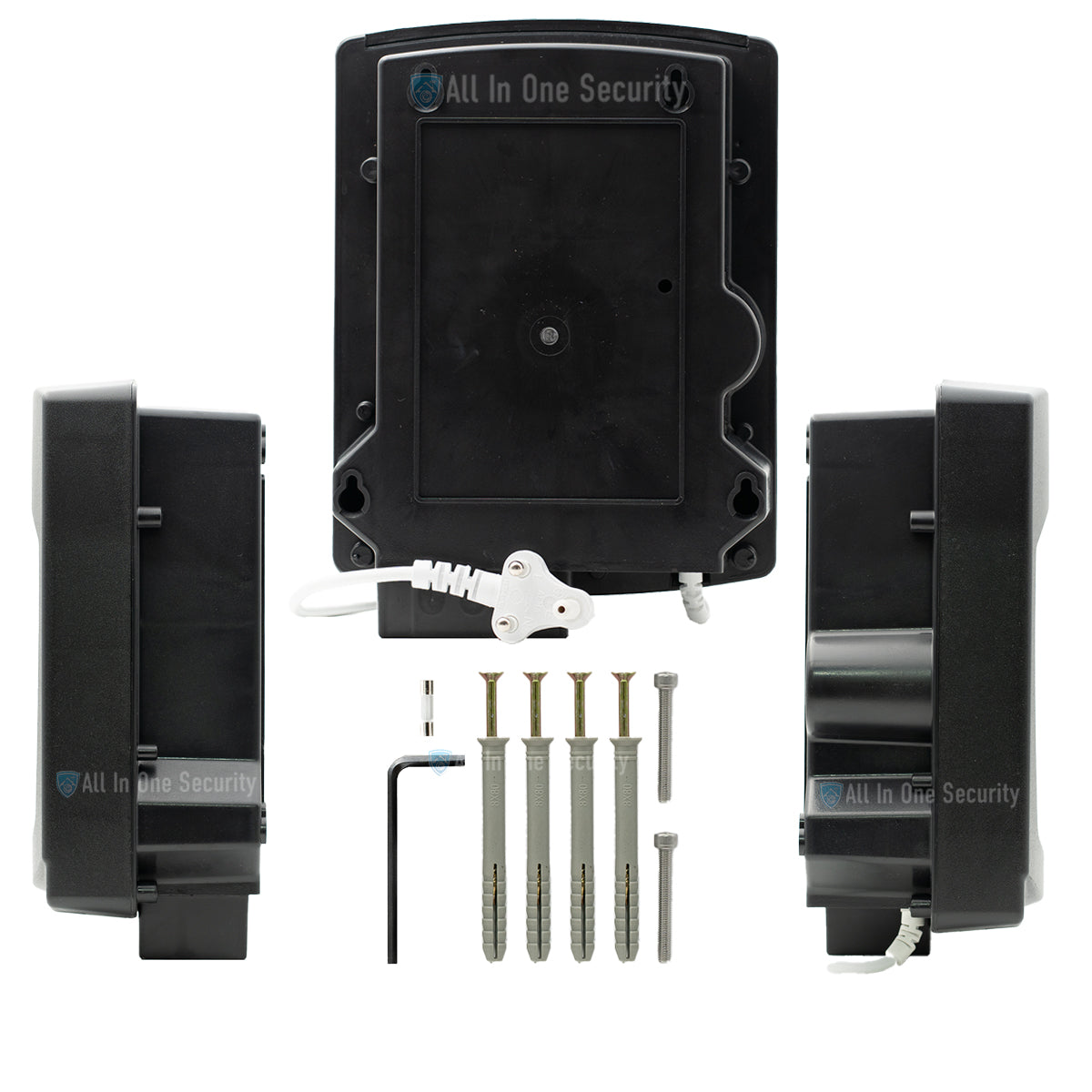 Back view and installation accessories.