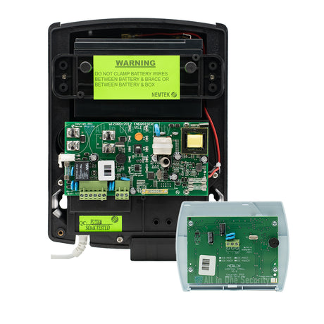 Inside view of Nemtek Merlin 4i energizer with keypad. a