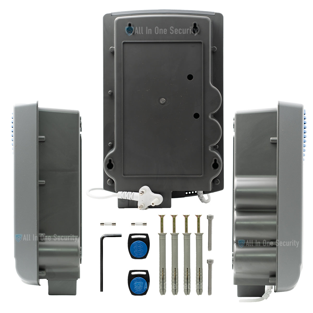 Back and side views with mounting kit.